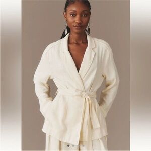 Anthropologie Cream Linen cardigan top/jacket